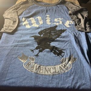 Harry Potter Women’s Ravenclaw Velvet Logo Tee Color Blue/Gray Size Large